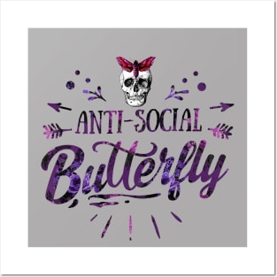 Anti-Social Butterfly - Introverts be like - Skull Moth - Social Anxiety Posters and Art